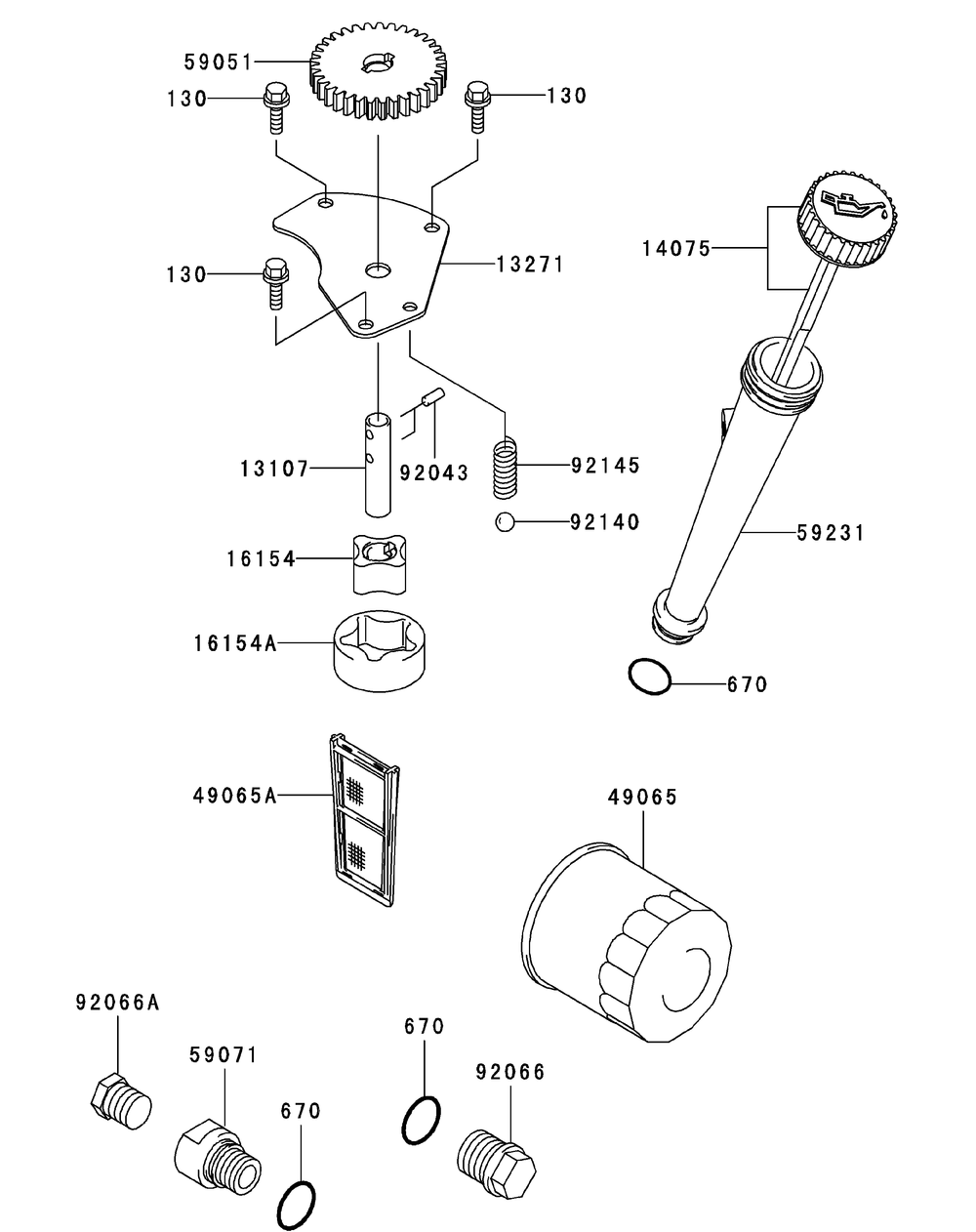 Kawasaki Fh680v-Ds29 Lubrication Equipment Diagram and Parts List for M48-KW (53AI8CT2050-23HP)(2010) Cub Cadet Lawn Tractor